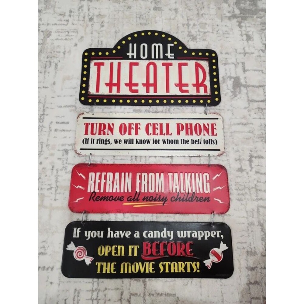 Vintage-Style Home theater metal sign - 21.5” x 13”